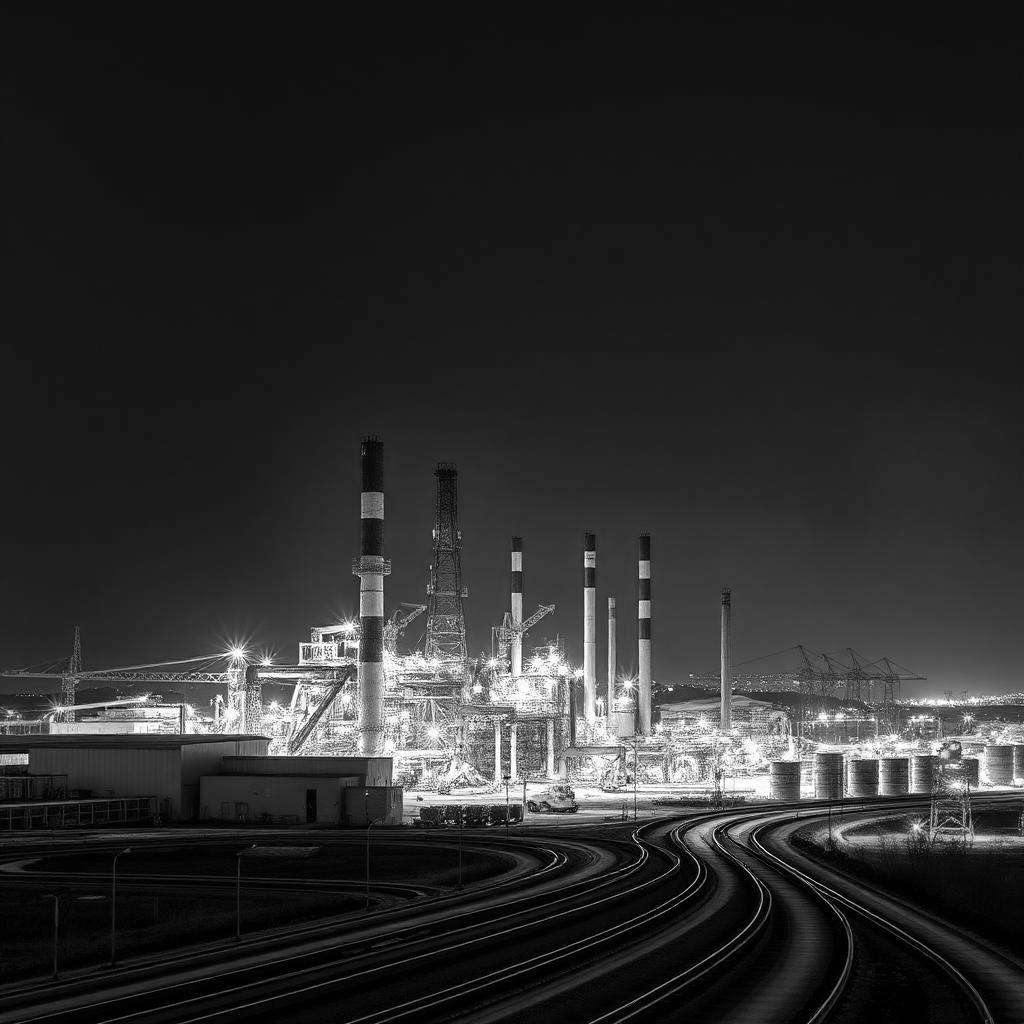 Industrial facility at night